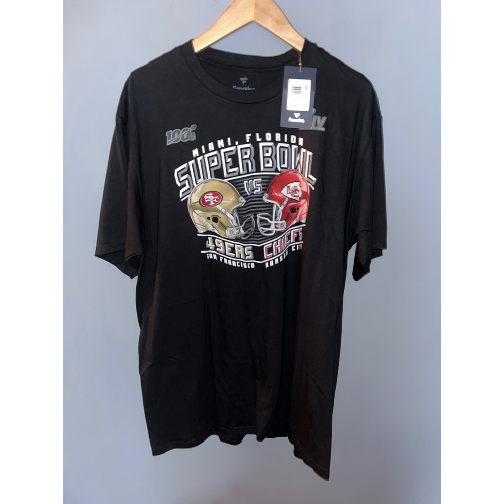 Fanatics NFL Super Bowl LIIV Miami Florida 49ers Chiefs Black T Shirt XL